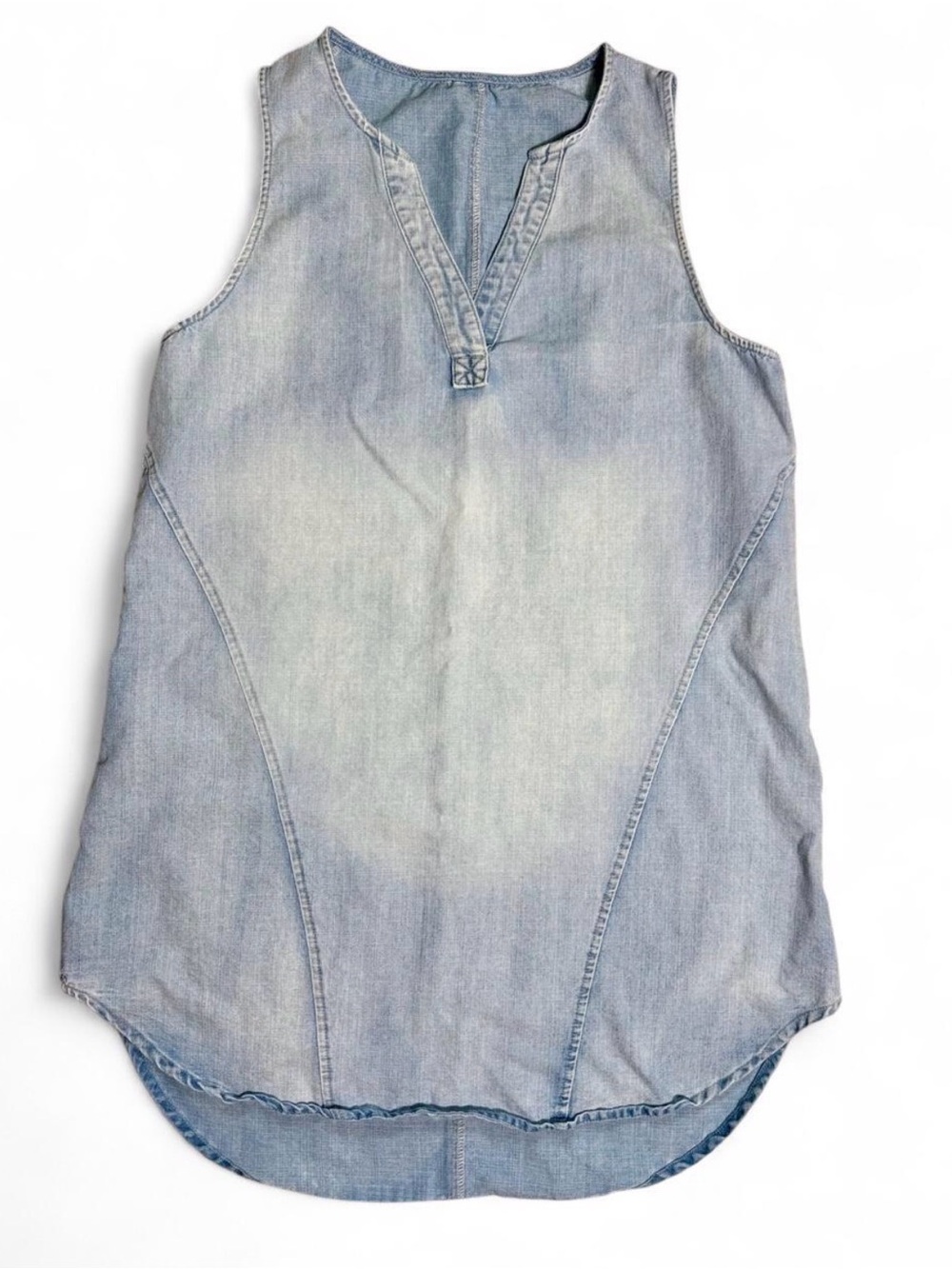 Cupshe Light Wash Chambray Denim Sleevless Tunic Dress Medium